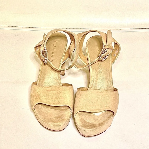 Stuart Weitzman Shoes - Stuart Weitzman Realdeal Buff Tan Suede Platform Shoes, SZ 7.5M- LT83